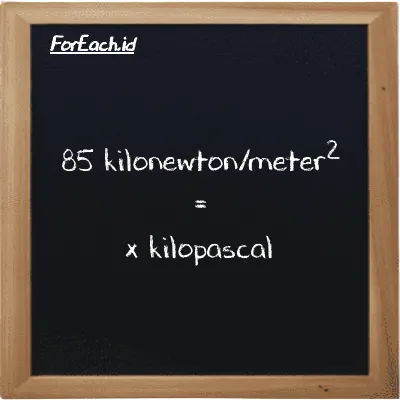 Example kilonewton/meter<sup>2</sup> to kilopascal conversion (85 kN/m<sup>2</sup> to kPa)